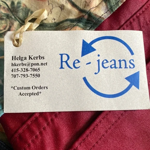 Recycled jeans drawstring backpack bag by helga kerbs - Picture 2 of 7